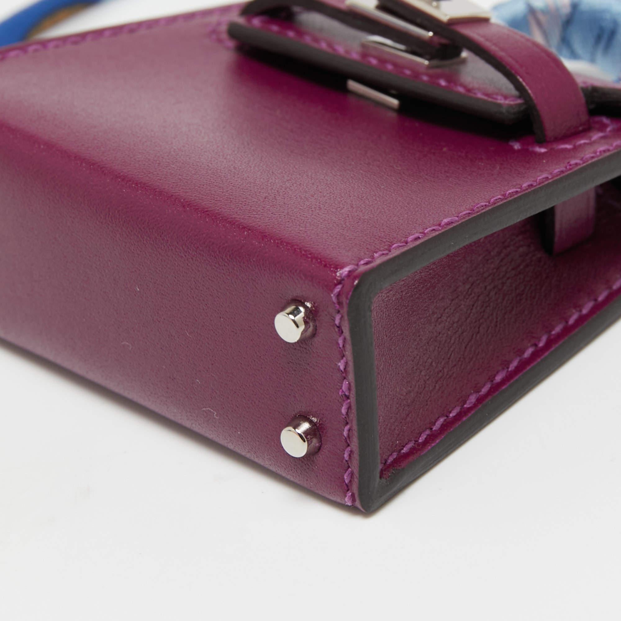 Hermes Anemone Tadelakt Leather Mini Kelly Twilly Bag Charm 1