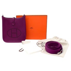 Hermes Anemone Taurillon Clemence Leather Mini Evelyne 16 Bag PHW