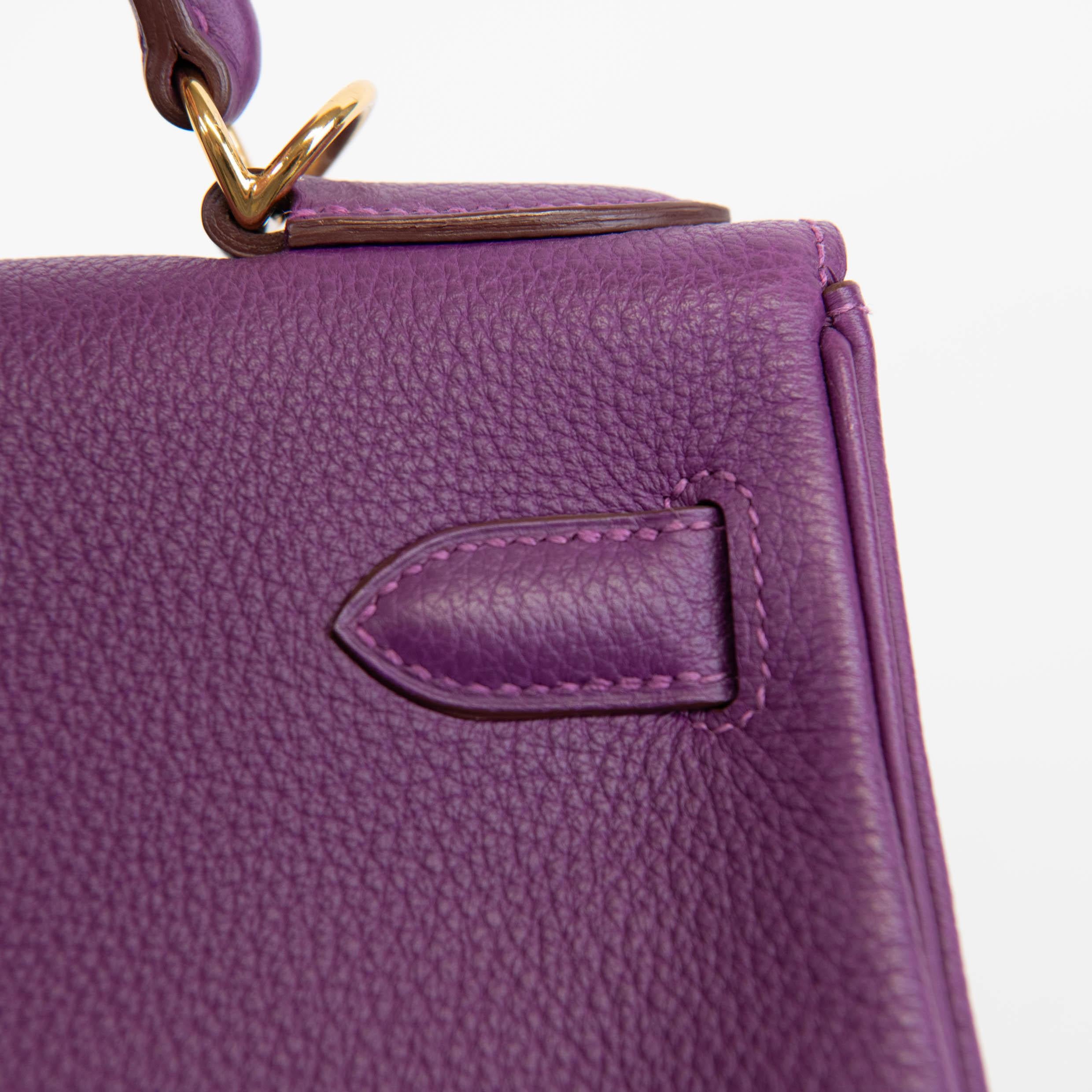 Hermes Anémona Togo Cuero 28cm Kelly Oro Herrajes en venta 5