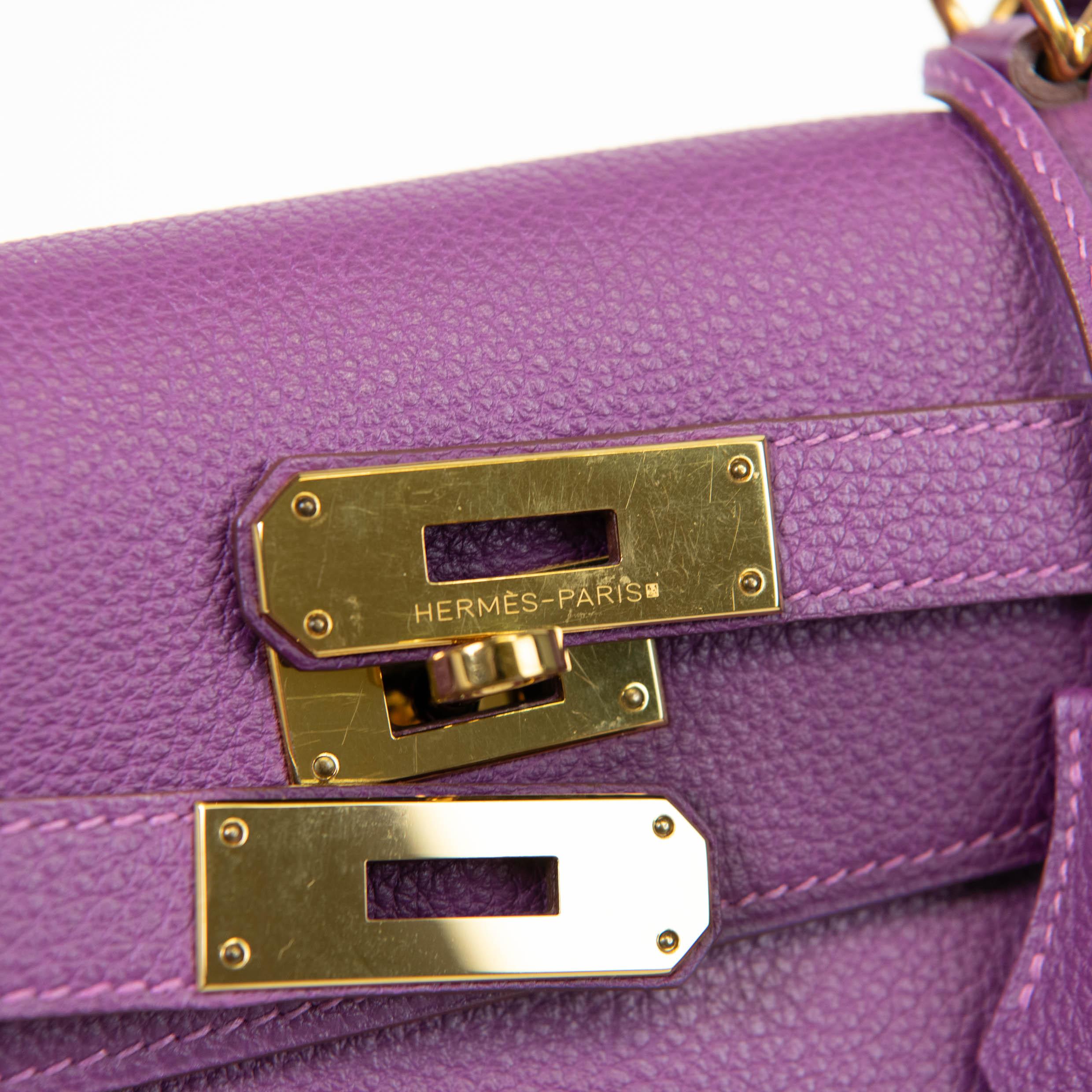 Hermes Anémona Togo Cuero 28cm Kelly Oro Herrajes en venta 6