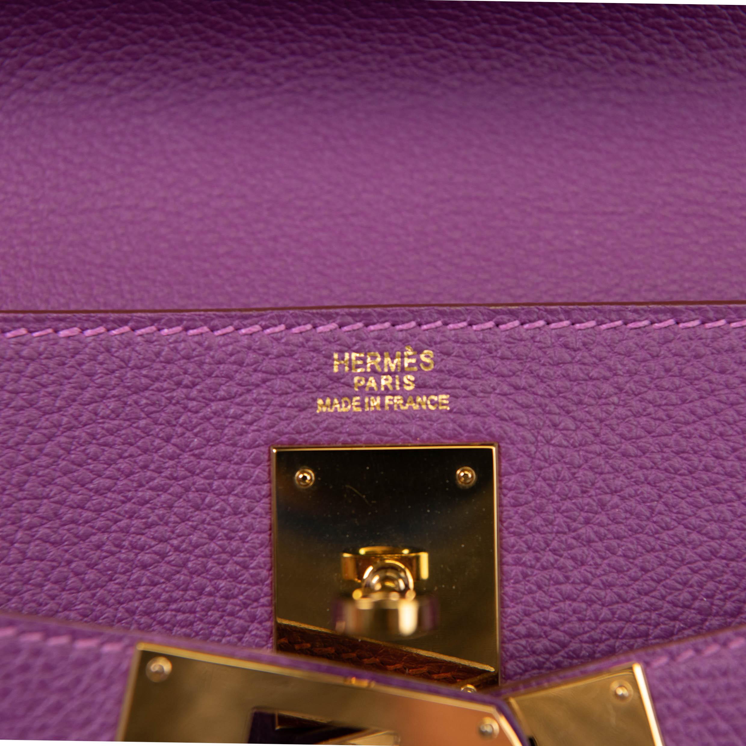 Hermes Anémona Togo Cuero 28cm Kelly Oro Herrajes en venta 8