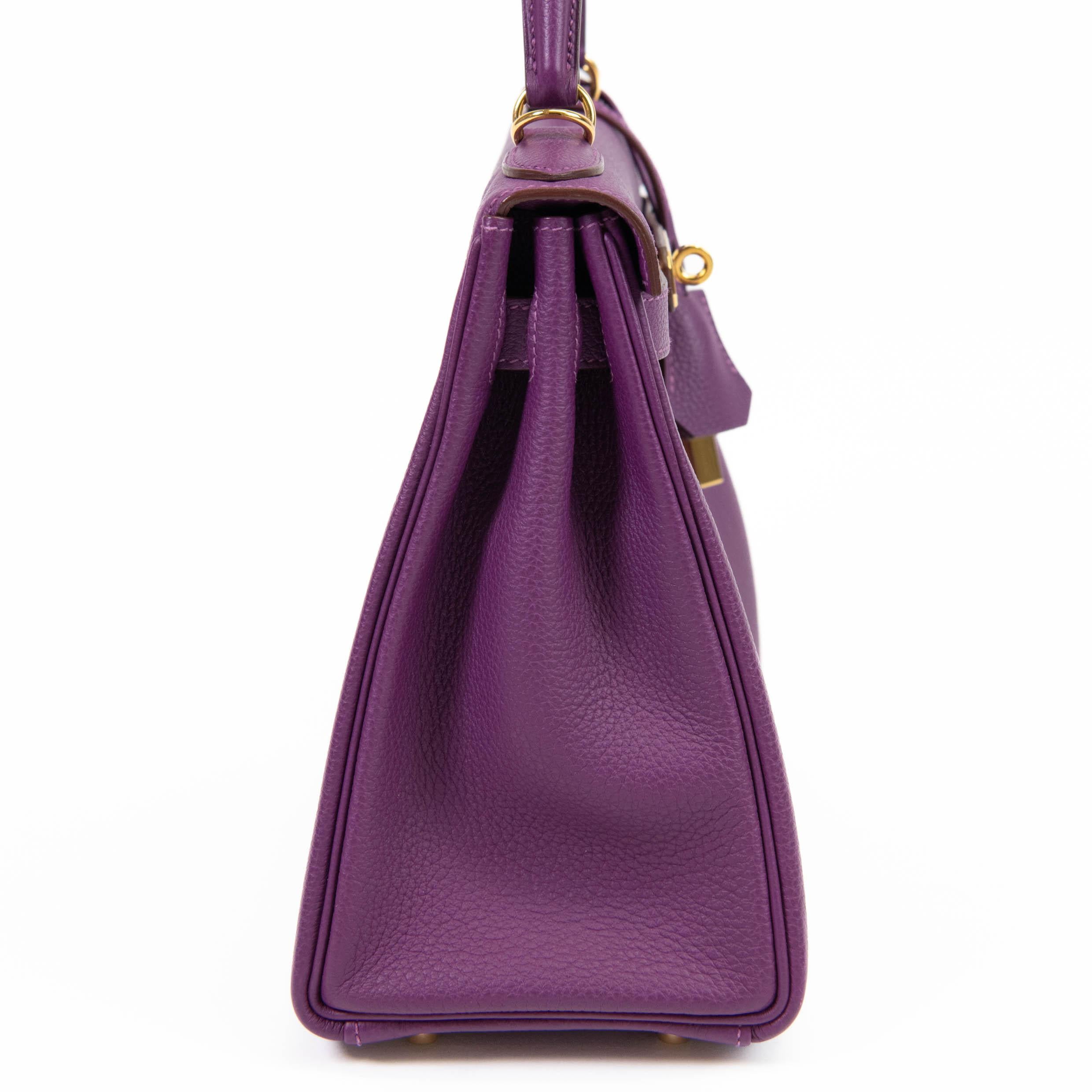 Femenino o masculino Hermes Anémona Togo Cuero 28cm Kelly Oro Herrajes en venta