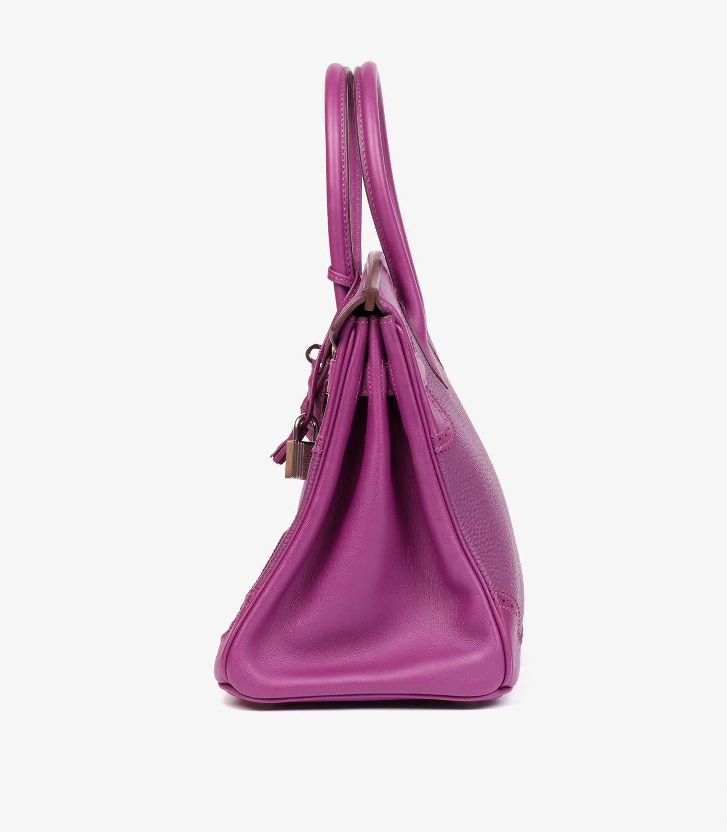 Hermès Anemone Togo & Swift Leather Ghillies Birkin 30cm Retourne In Excellent Condition In Bishop's Stortford, Hertfordshire