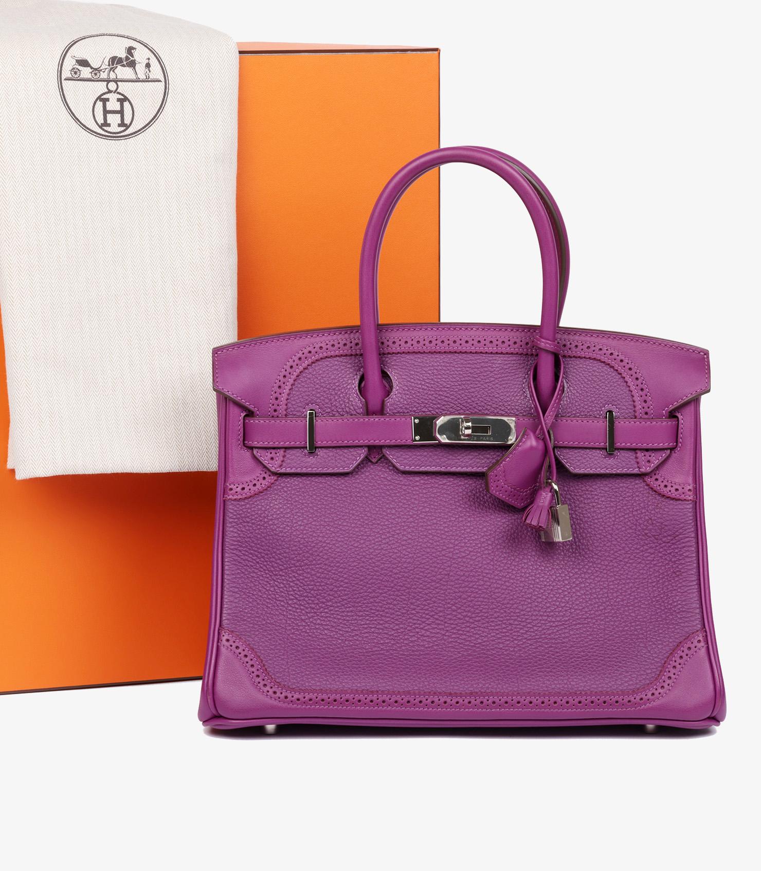 Hermès Anemone Togo & Swift Leather Ghillies Birkin 30cm Retourne 4