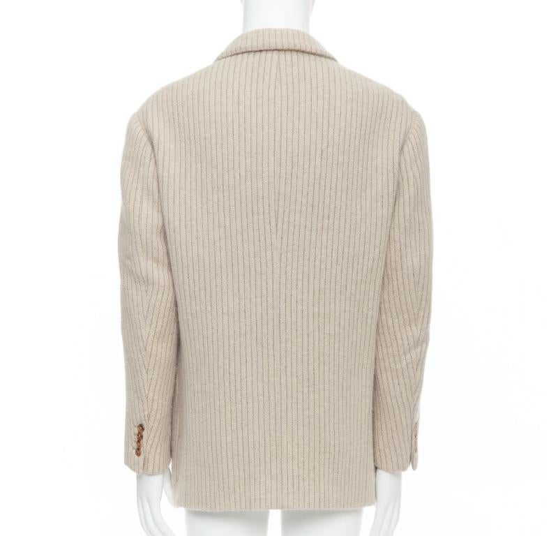 HERMÈS blazer boxy en laine angora cachegora beige à rayures verticulées FR48 M Pour hommes en vente