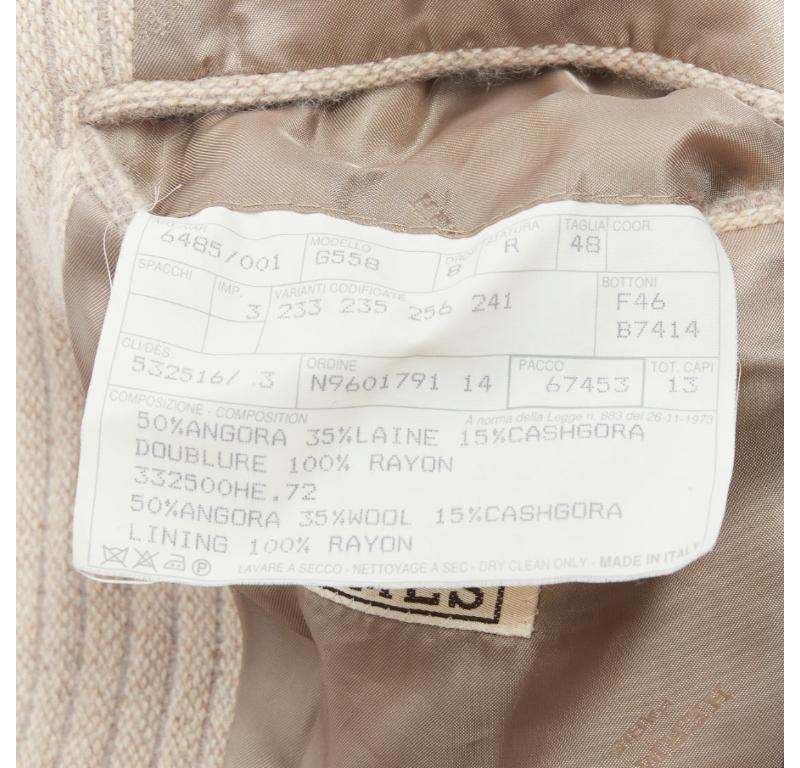 HERMÈS blazer boxy en laine angora cachegora beige à rayures verticulées FR48 M en vente 4