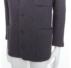 HERMES Blazer aus Angorawolle Cashgora grau mit vertikalen Streifen FR48 M