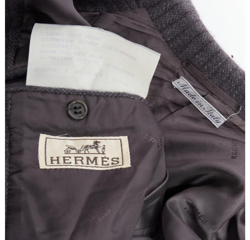 HERMES Blazer in lana d'angora grigio a righe verticali FR48 M in vendita 3