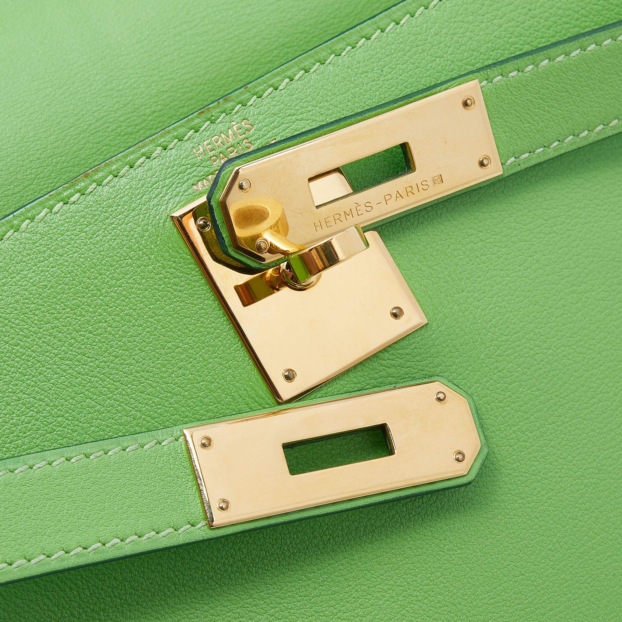 Hermes Anis Green Swift Leather Gold Hardware Kelly Retourne 28 Bag 7