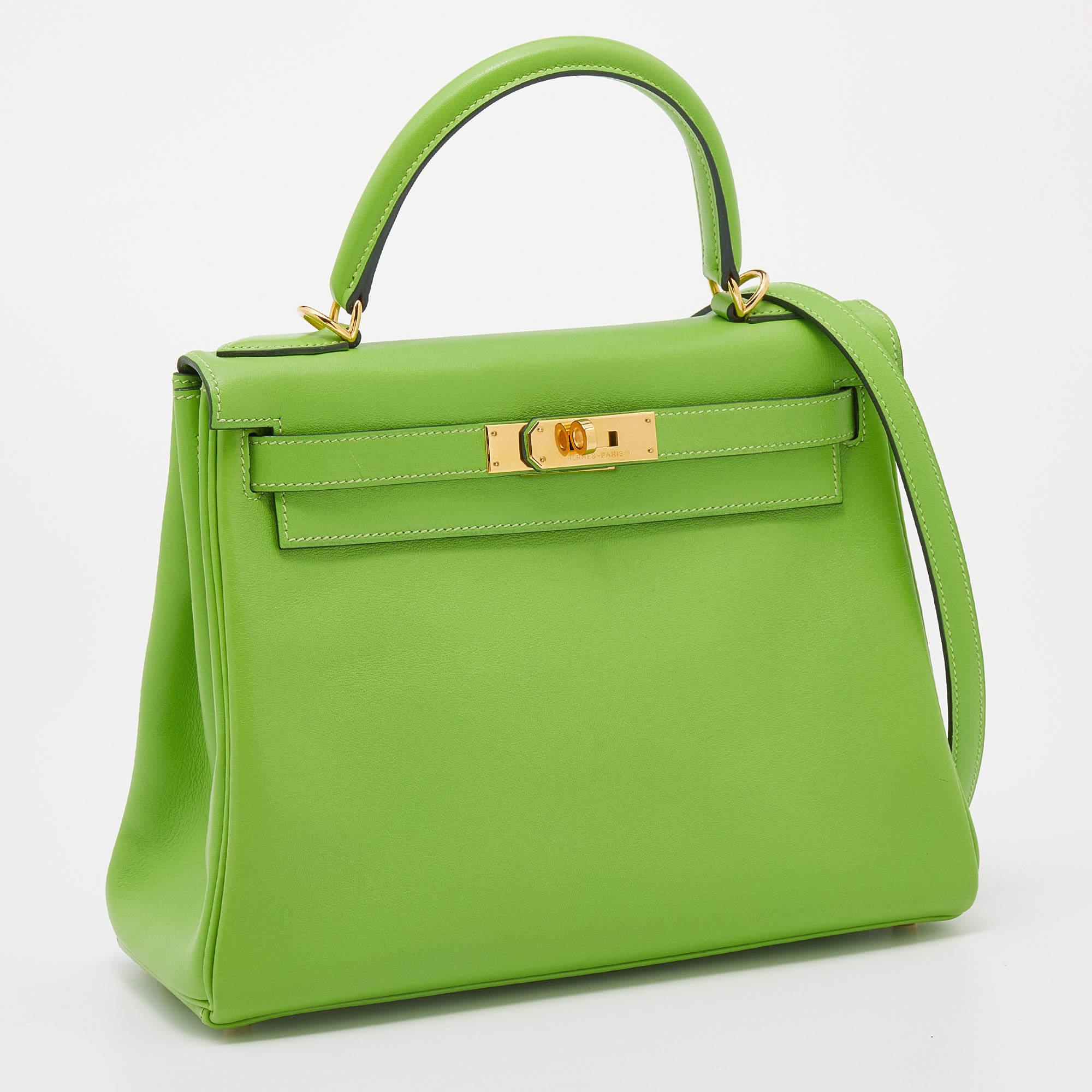 Hermes Anis Green Swift Leather Gold Hardware Kelly Retourne 28 Bag 2