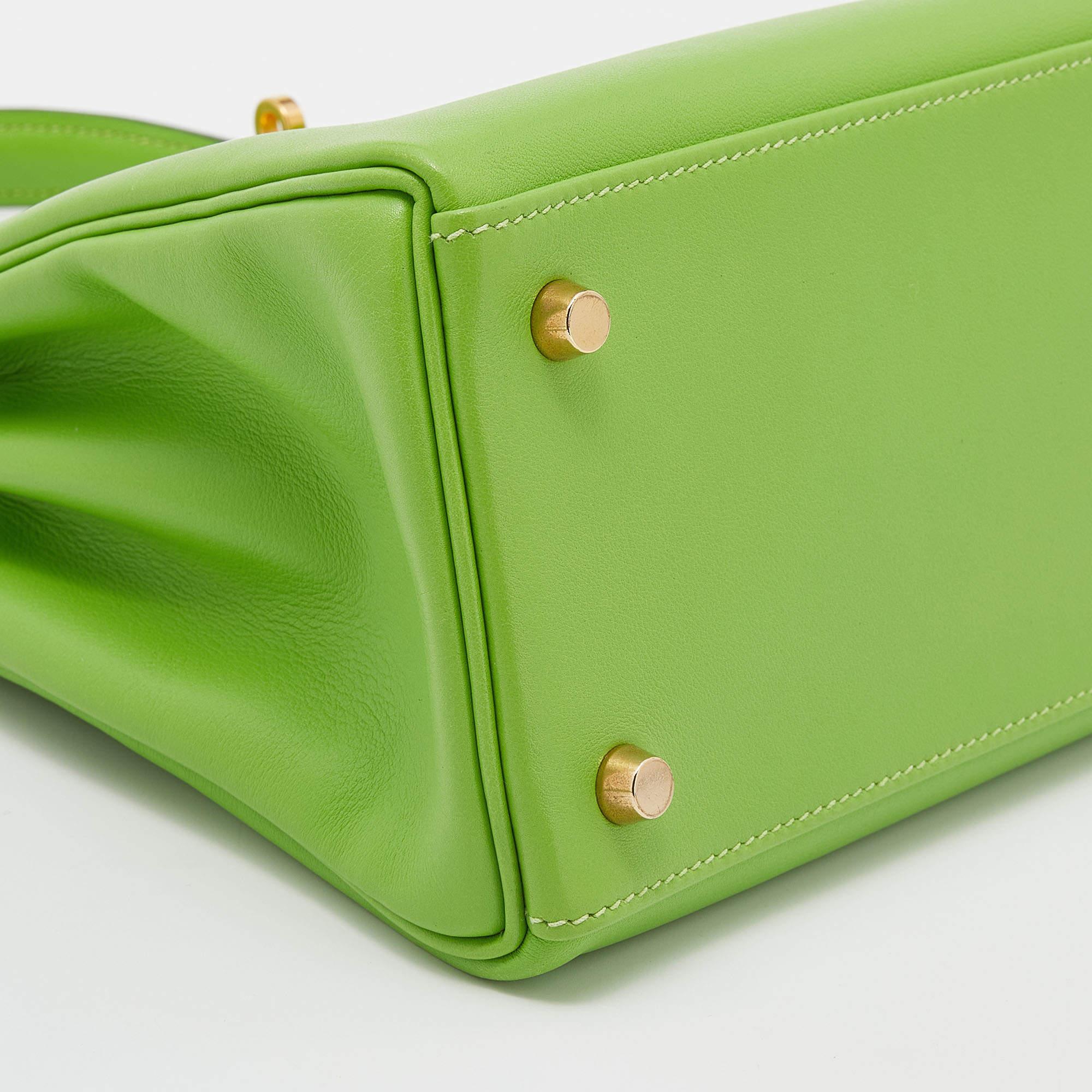 Hermes Anis Green Swift Leather Gold Hardware Kelly Retourne 28 Bag 4