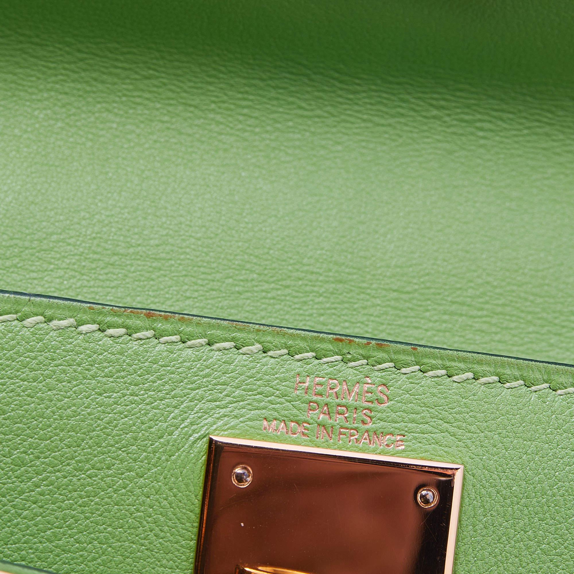 Hermes Anis Green Swift Leather Gold Hardware Kelly Retourne 28 Bag 5