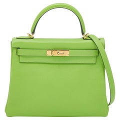 Hermes Anis Green Swift Leather Gold Hardware Kelly Retourne 28 Bag