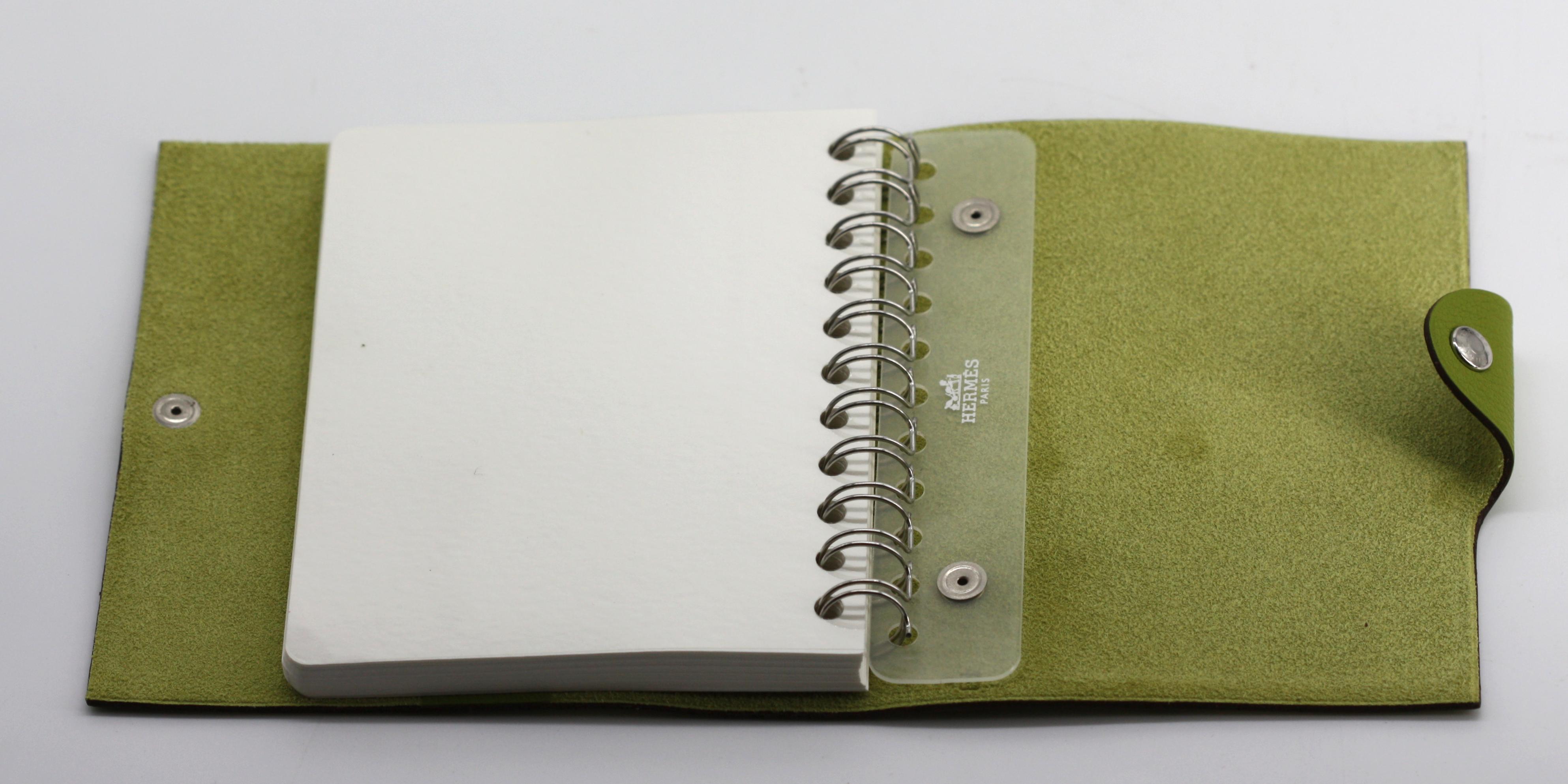 Hermes Anis/Kiwi Green Togo Leather Notebook Cover, with Spiral inset, 2009 For Sale 1