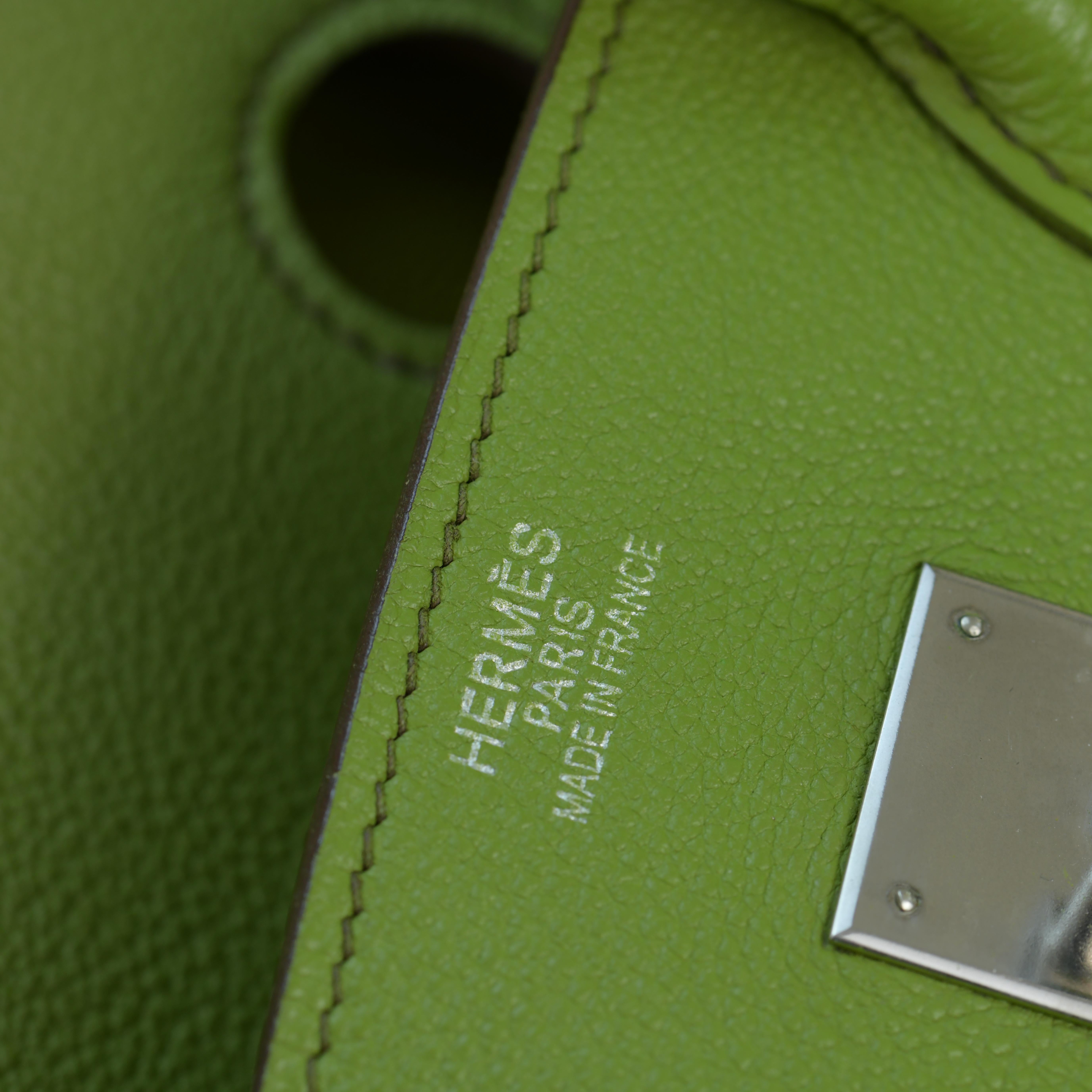 Hermès Birkin 35cm en cuir Togo vert anis avec quincaillerie Palladium en vente 4