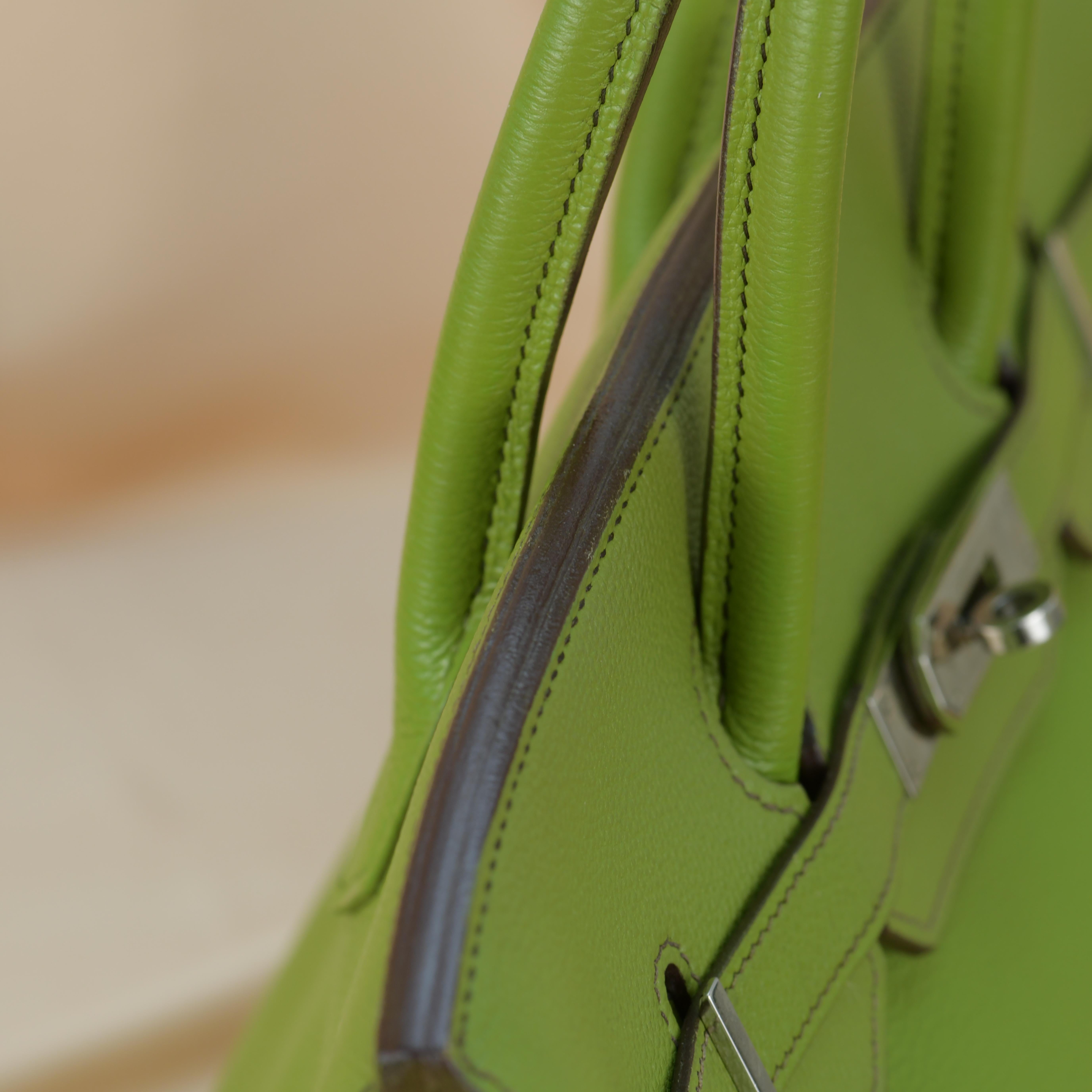 Hermès Birkin 35cm en cuir Togo vert anis avec quincaillerie Palladium en vente 5