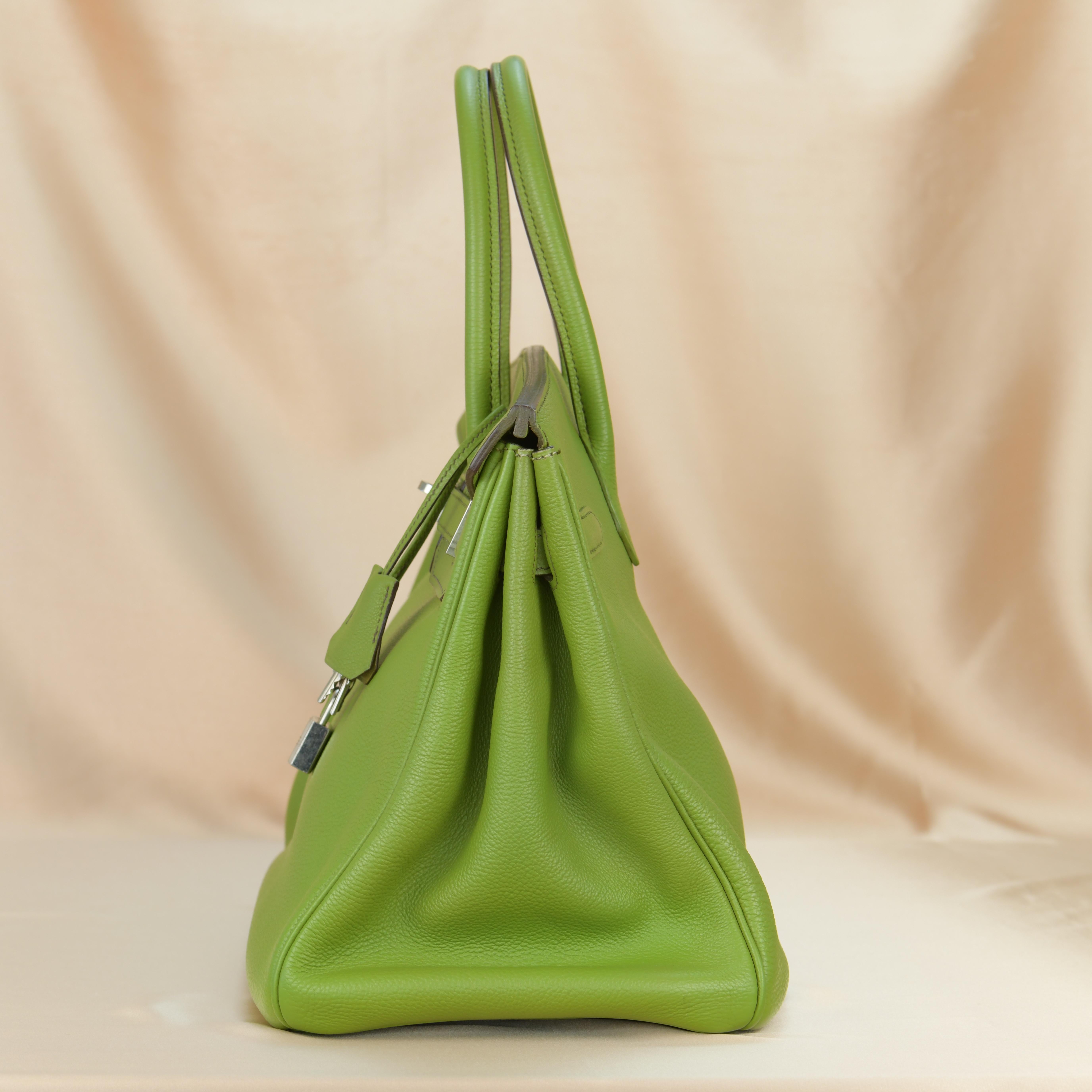 Hermès Anise Green Togo Leather Birkin 35cm with Palladium Hardware In Excellent Condition In Banbury, GB