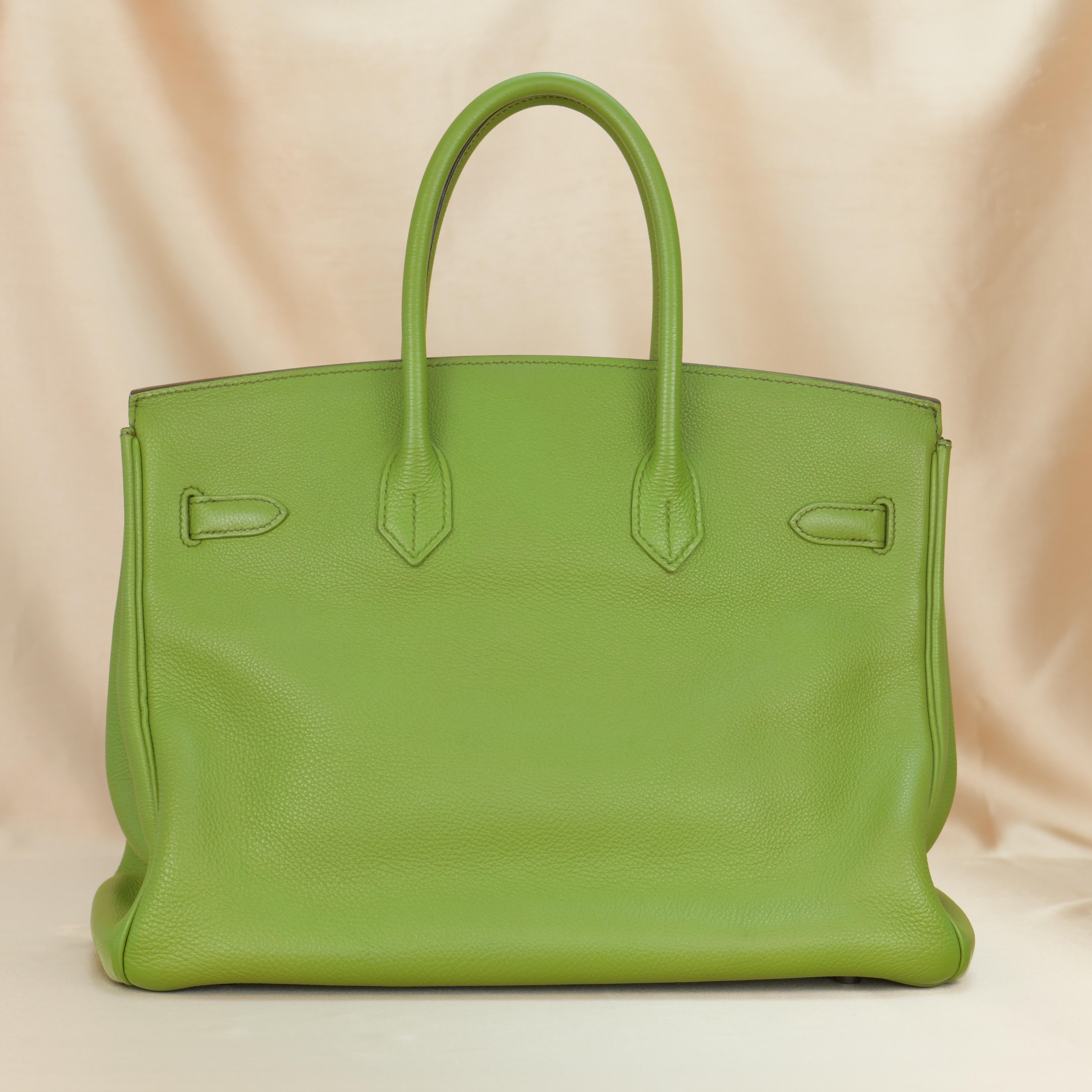 Vert Hermès Birkin 35cm en cuir Togo vert anis avec quincaillerie Palladium en vente