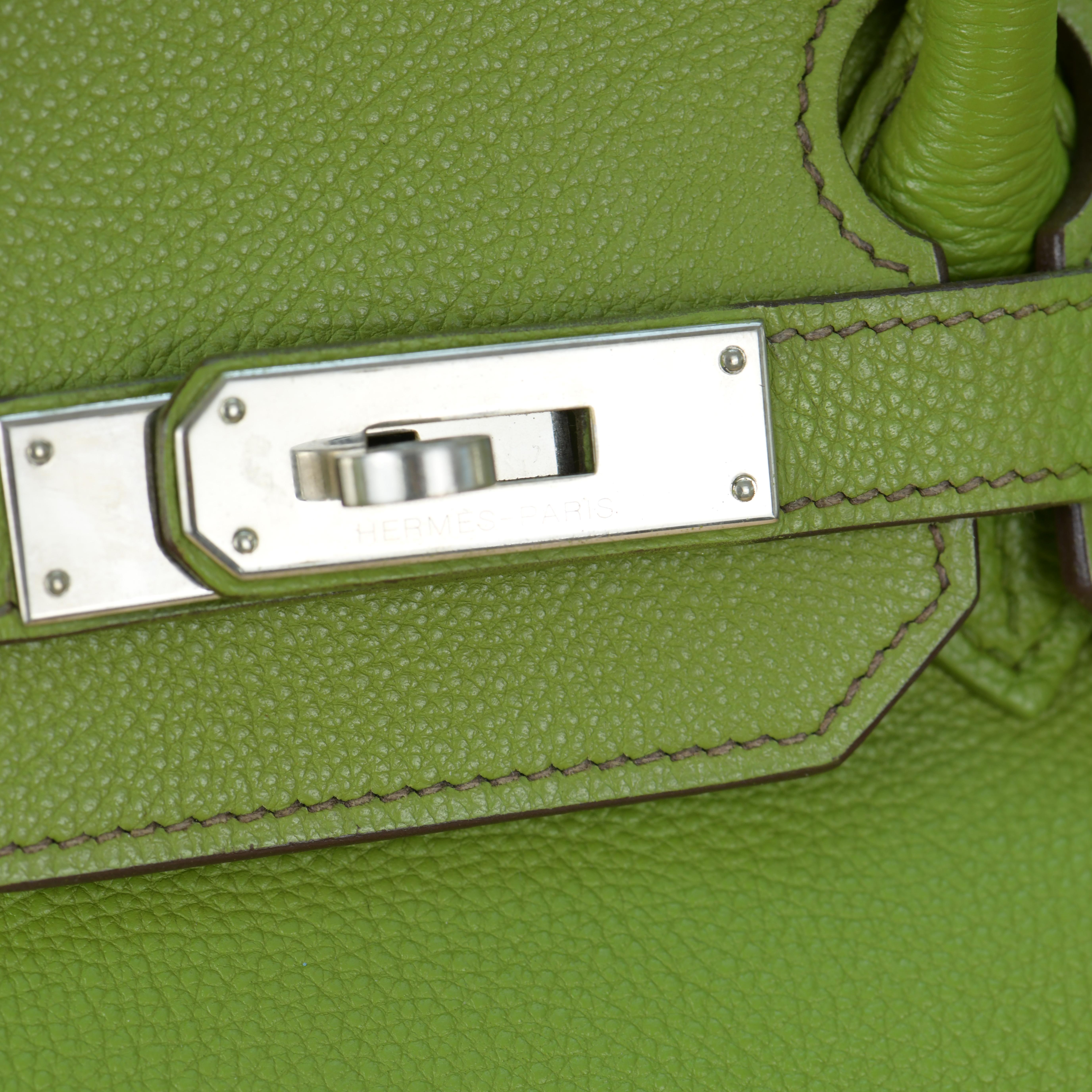 Hermès Birkin 35cm en cuir Togo vert anis avec quincaillerie Palladium en vente 3