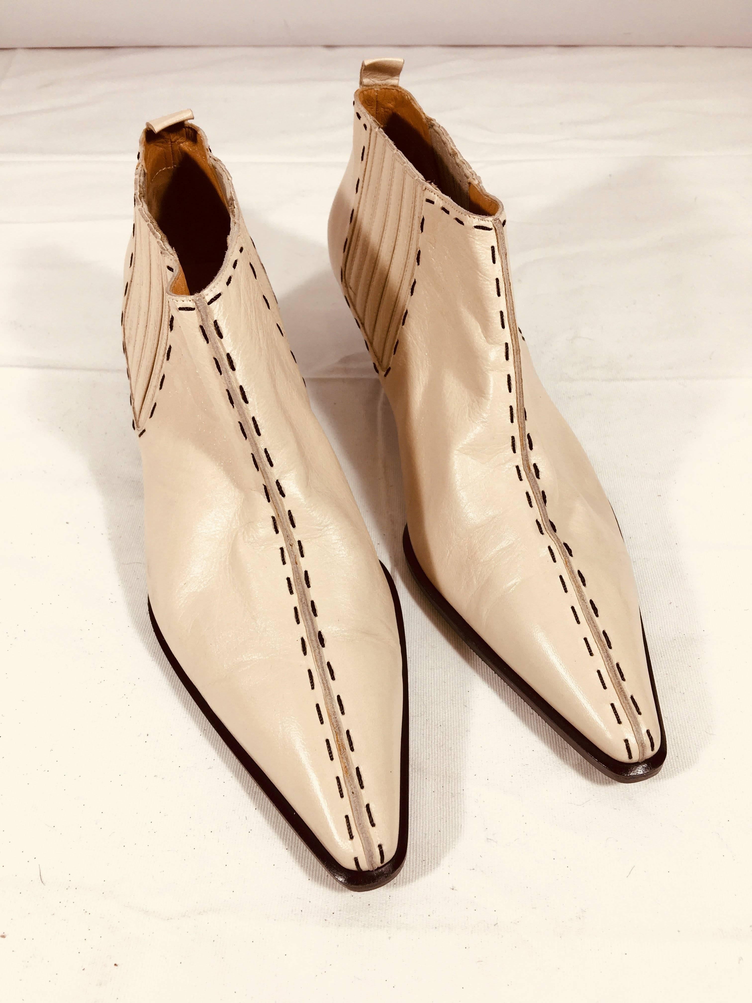 Beige Hermes Ankle Boots