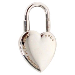 Hermes Annee De LA Fantasie Palladium Plated Heart & Key Padlock Charm 2004