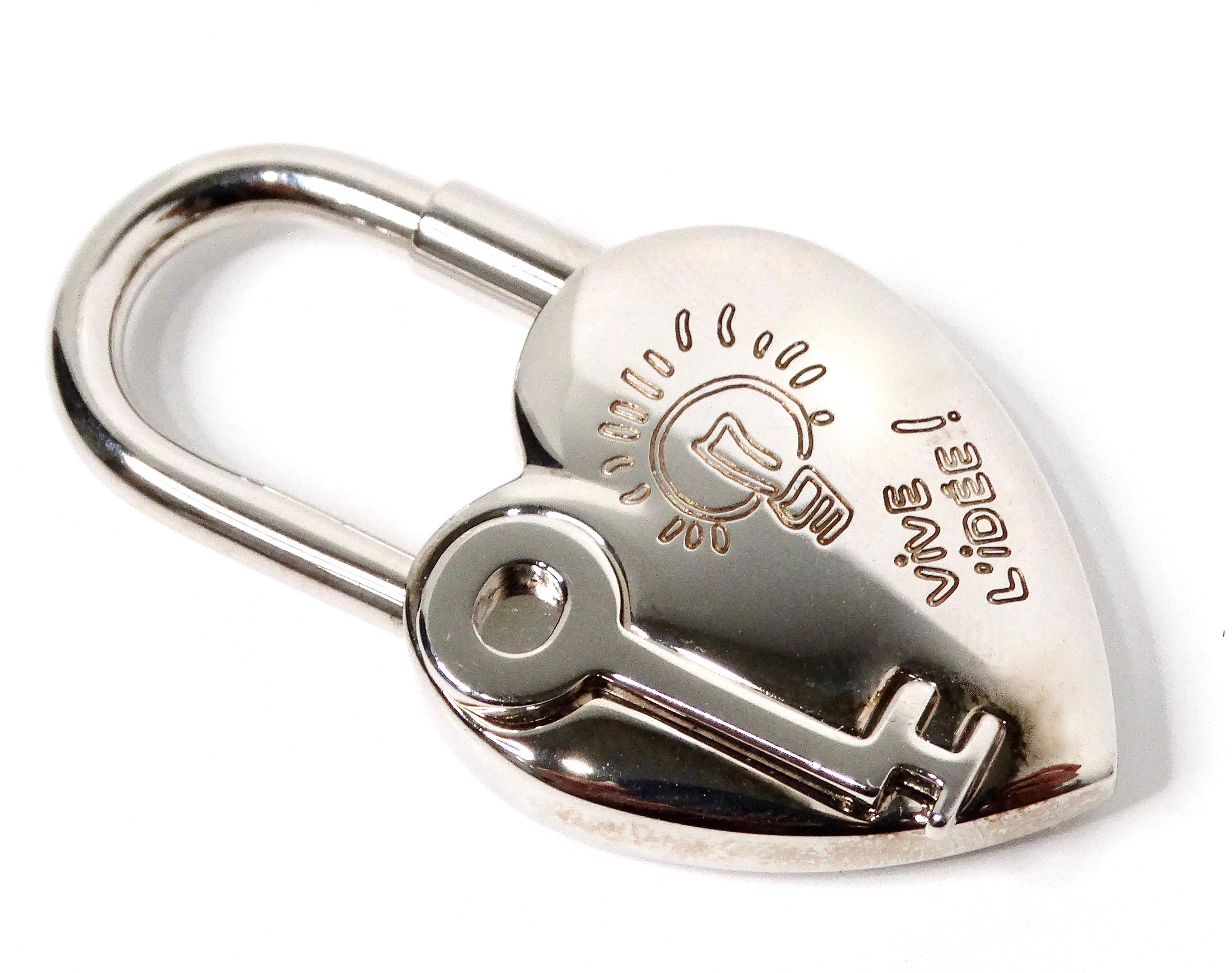Hermes Annee De LA Fantasie Palladium Plated Heart & Key Padlock Charm 2004 For Sale