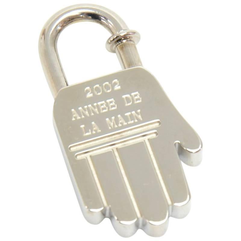 Hermes Annee De La Main Silver Tone Hand Motif Cadena Lock Charm - 2002 Limited