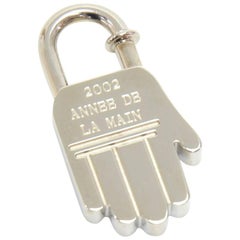 Hermes Annee De La Main Silver Tone Hand Motif Cadena Lock Charm - 2002 Limited