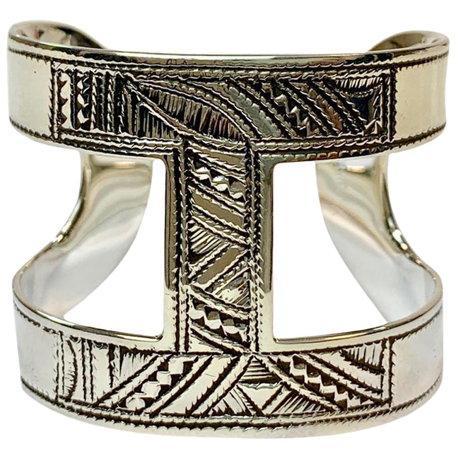 HERMES Ano Touareg Cuff Bracelet in Silver Ag925 Small Model