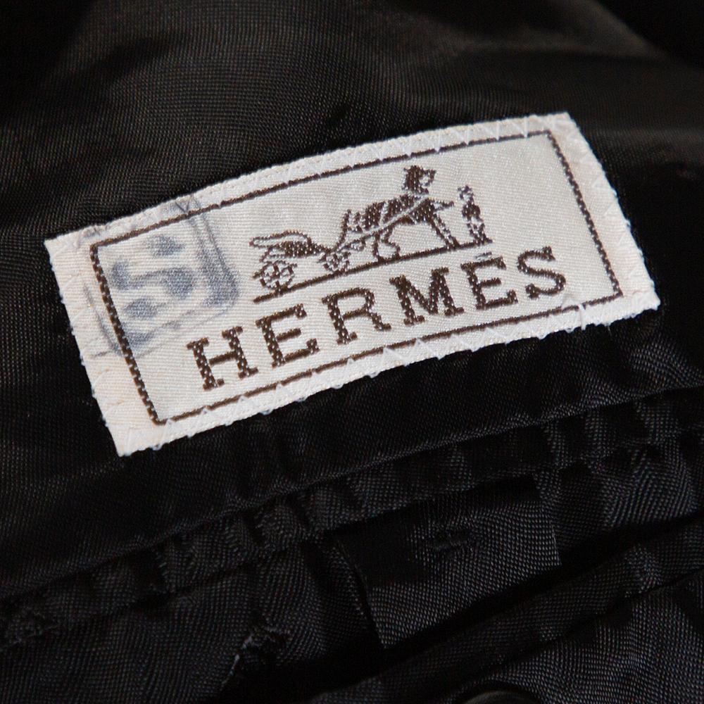 Black Hermes Anthracite Cashmere & Leather Trim Liverpool Mid Length Coat M