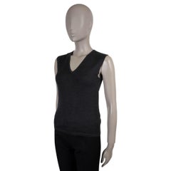 HERMES anthracite grey cashmere Sweater Vest 38 S
