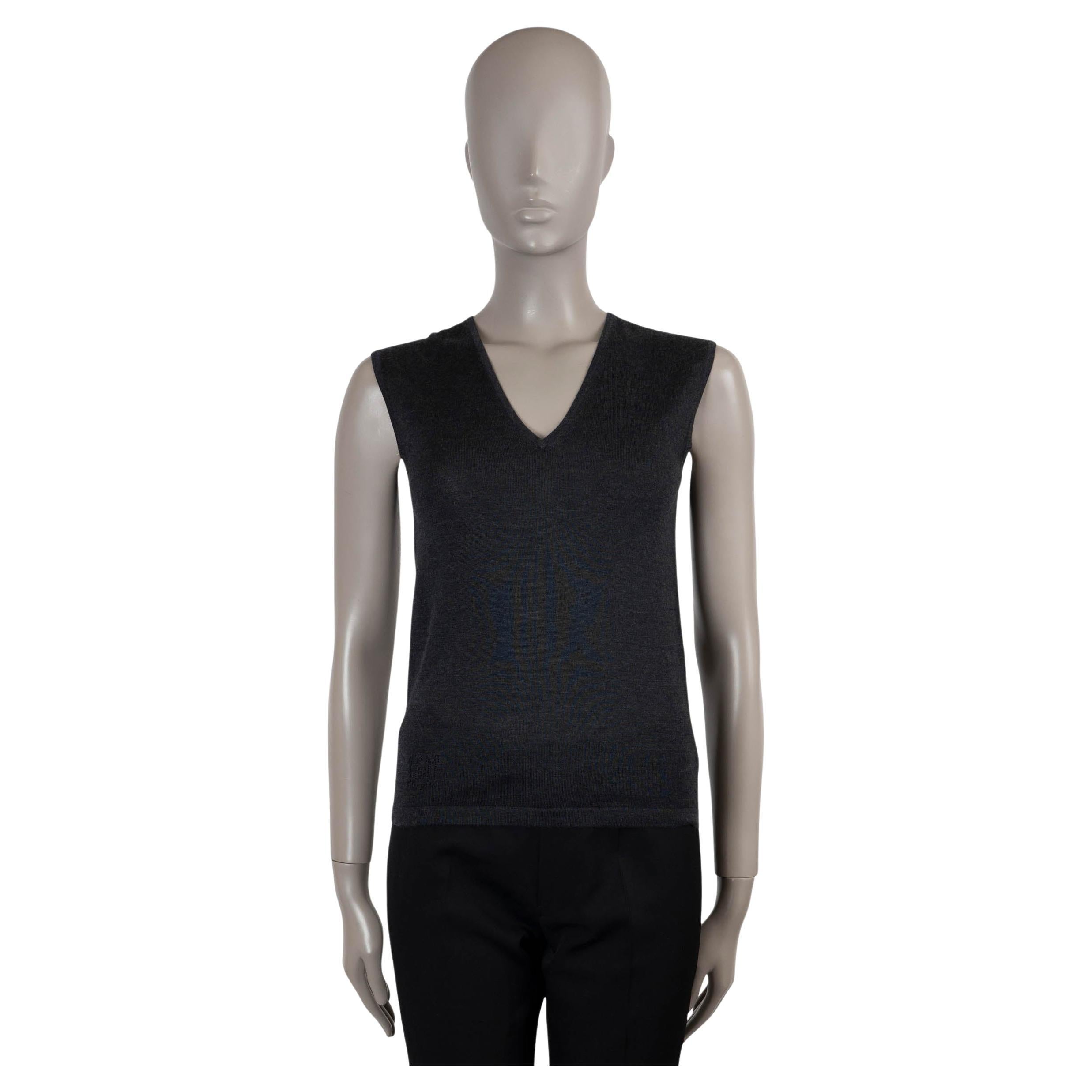 HERMES anthracite grey cashmere Sweater Vest 38 S