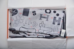 Hermes Anthracite Gris  TAMPONNABLE REMIX By Gianpaolo Pagni Scarf NEW  140 CM