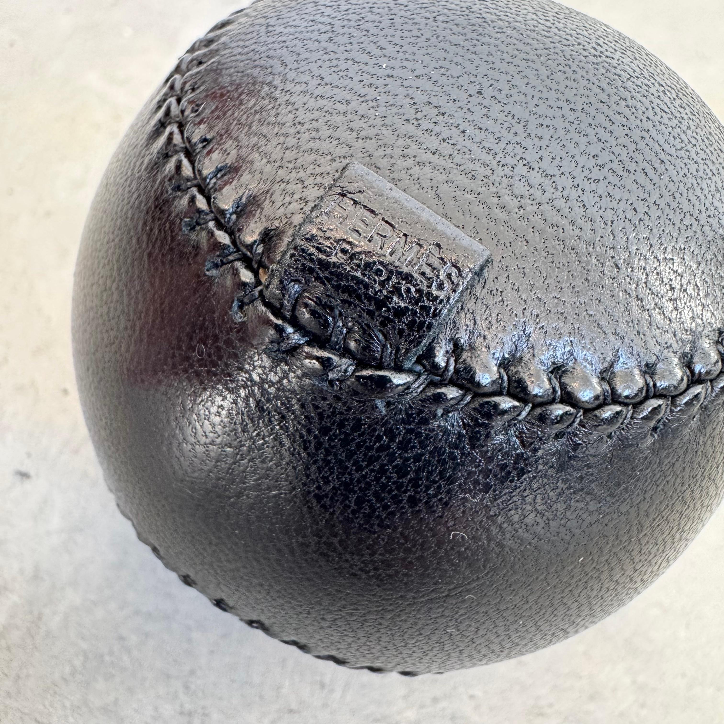 Lambskin Hermes Anti-Stress Ball in Black Leather, 2000s France For Sale