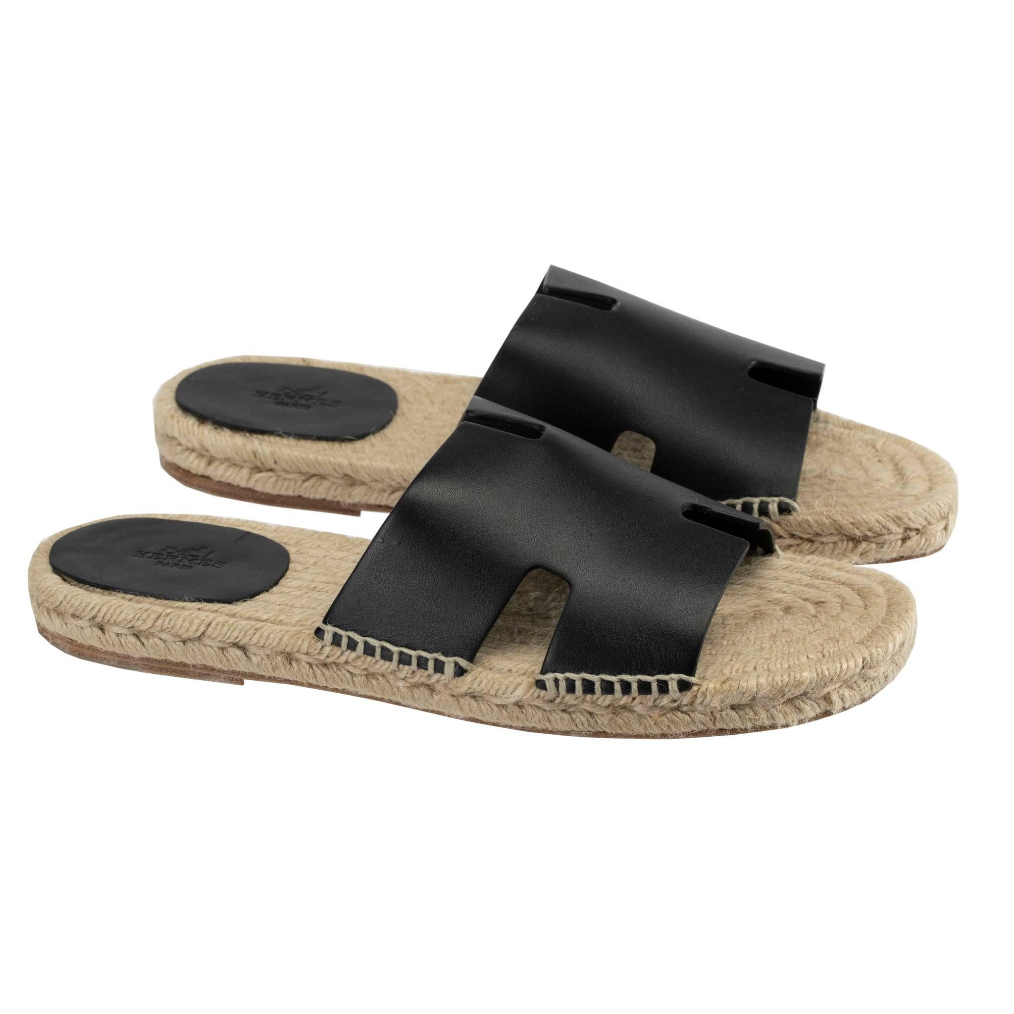 Hermes Antigua Espadrille Black 41 FR For Sale 1