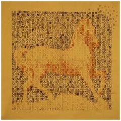 Hermes antique gold CHEVAL DE CARACTERE 90 silk twill Scarf