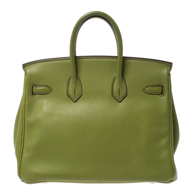 Hermes Apple Green Swift Leather Palladium Hardware Birkin 25 Bag For ...