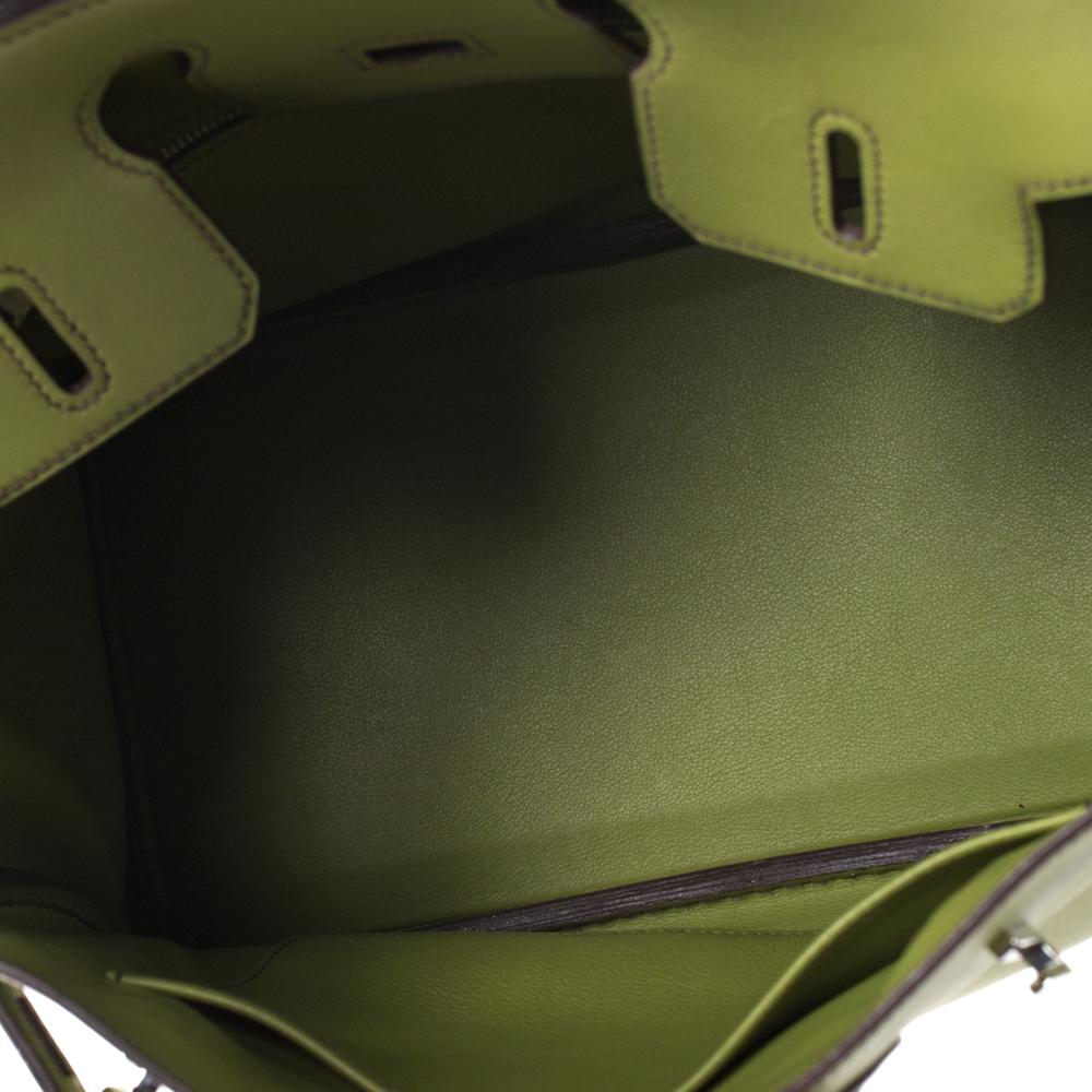 Women's Hermes Apple Green Swift Leather Palladium Hardware Birkin 25 Bag