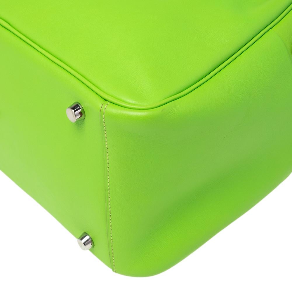 Hermes Apple Green Swift Leather Palladium Plated Lindy 30 Bag 3