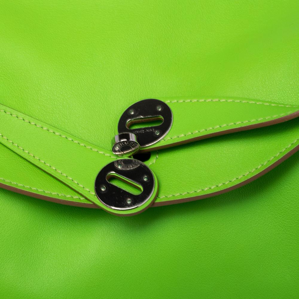 Hermes Apple Green Swift Leather Palladium Plated Lindy 30 Bag 4