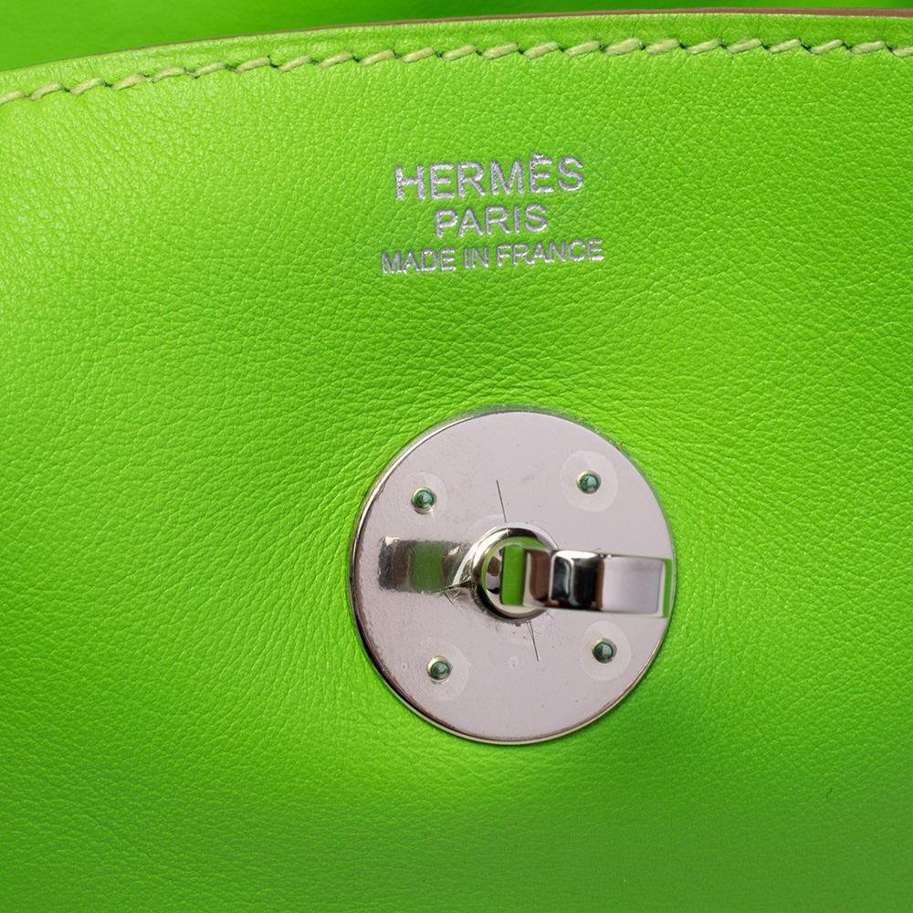 Women's Hermes Apple Green Swift Leather Palladium Plated Lindy 30 Bag