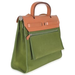Hermès Apple Green Vache Hunter Toile Herbag Zip 31 PHW