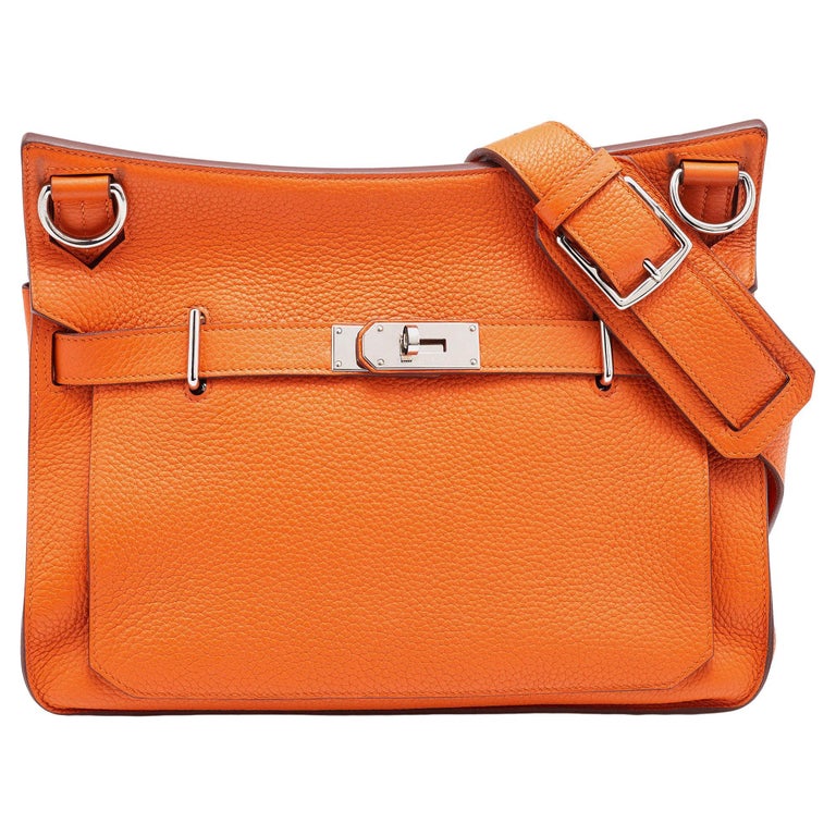Hermes Apricot Clemence Leather Palladium Finish Jypsiere 34 Bag For Sale  at 1stDibs