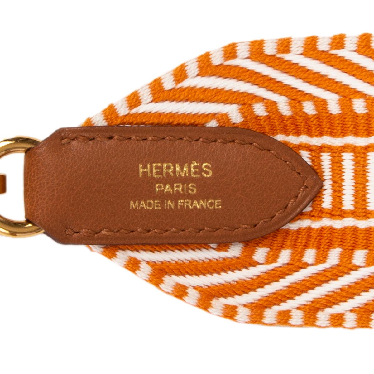 HERMES Apricot Ecru Gold SANGLE CAVALE 50 Bag Shoulder Strap 105 In New Condition In Zürich, CH