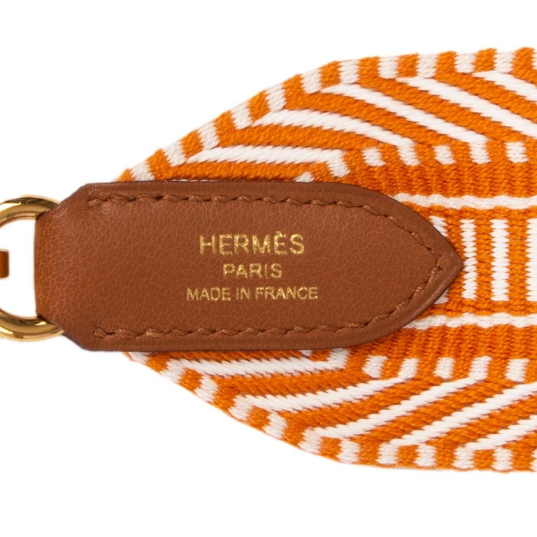 Pre-owned Hermes 25mm Ecru, Beige and Gold Sangle ZigZag (Strap) 85cm