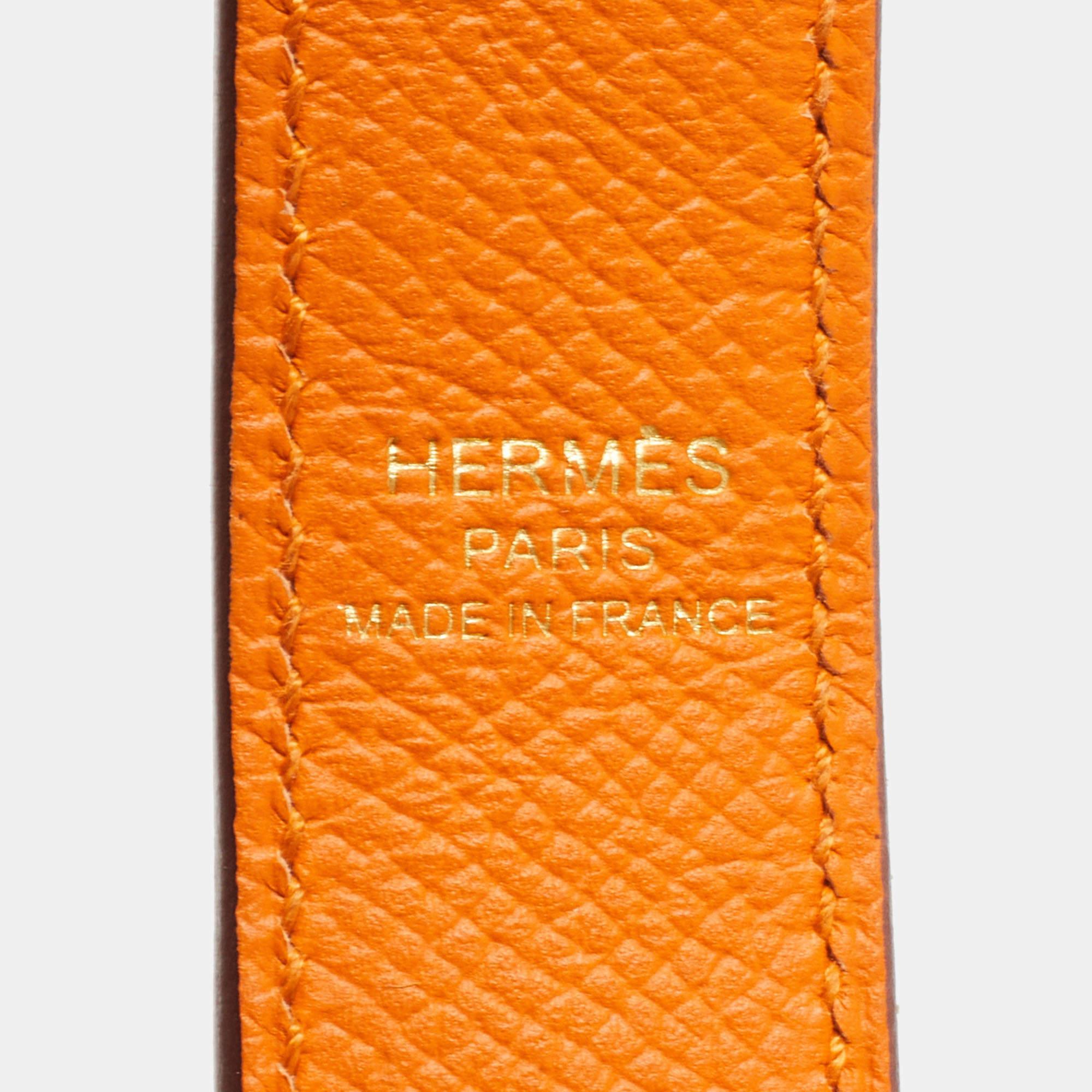 Women's Hermes Apricot/Rose Azalee/Gold Epsom Leather Tressage De Cuir Bag Strap