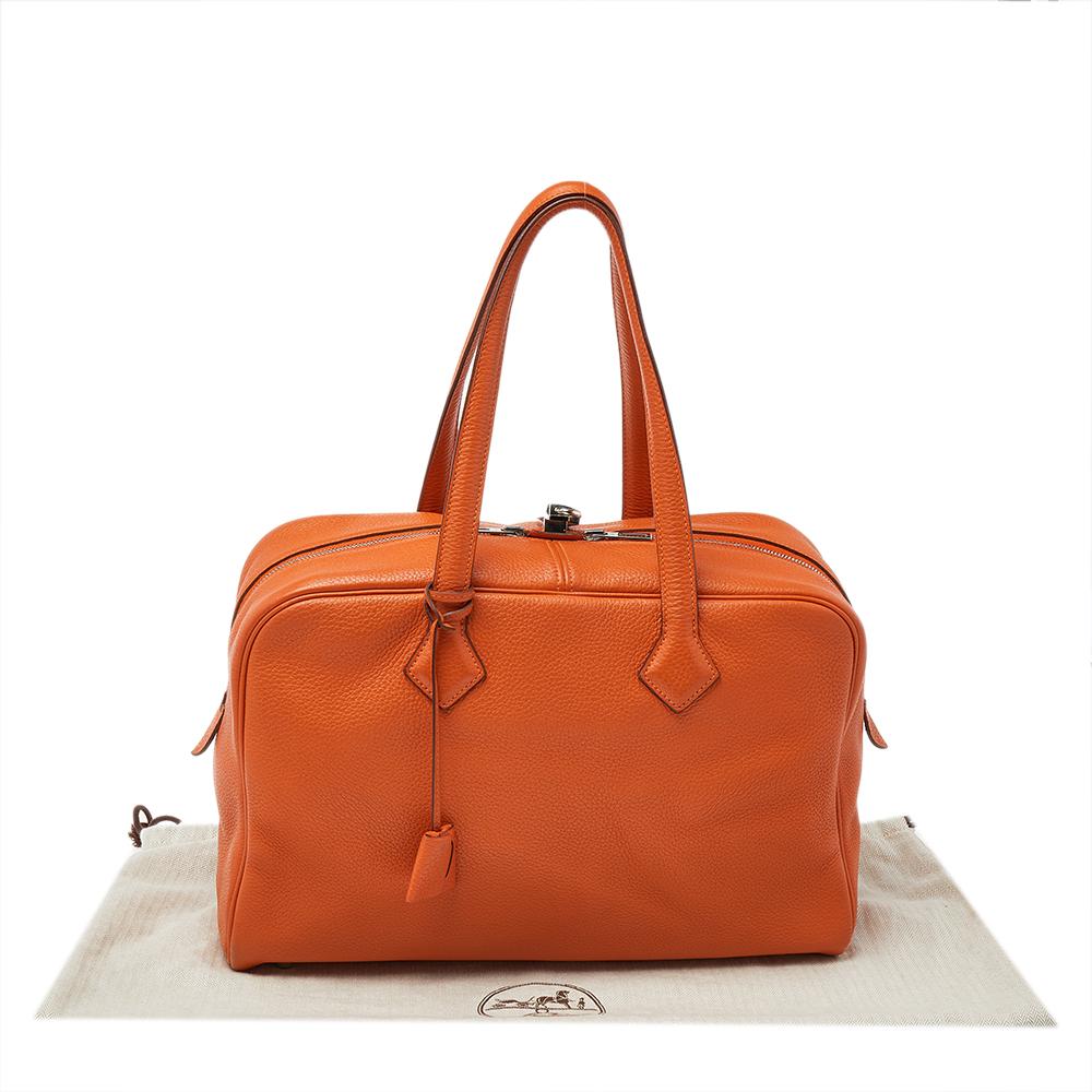 Hermes Apricot Togo Leather Victoria II Fourre Tout 35 Bag 7