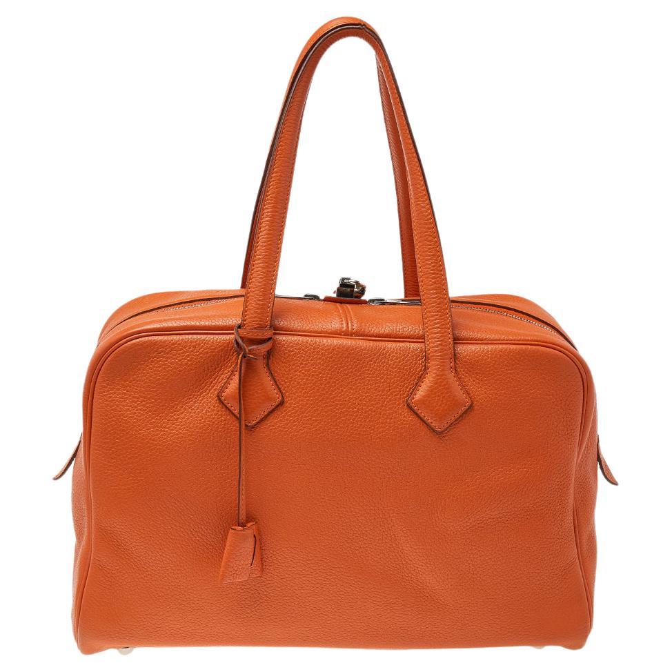 Hermes Apricot Togo Leather Victoria II Fourre Tout 35 Bag
