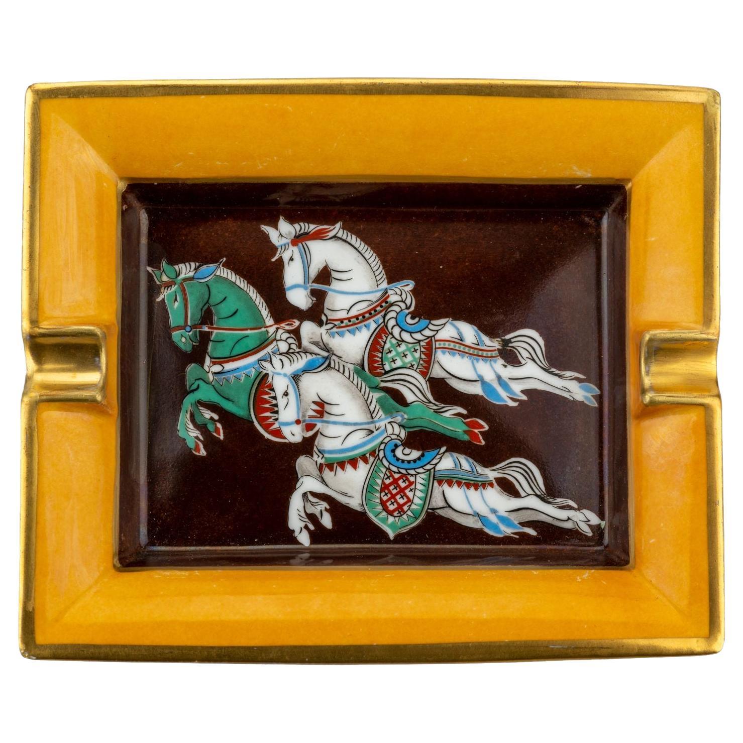 Hermès Arabische Pferde Porzellan Aschenbecher