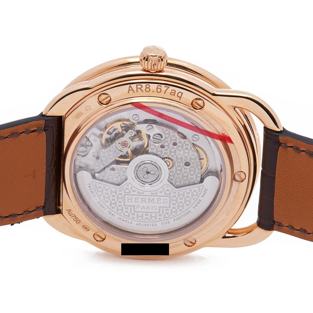 Hermes Arceau 18K Rose Gold W041146WW00 In Excellent Condition In Bishops Stortford, Hertfordshire